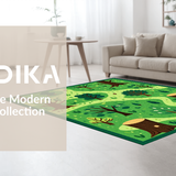 Ultra Soft Area Rug, Non Slip, Stain Resistant, Washable Area Rugs for Living Room, Bedroom, Whimsical Stone Pathway Illustration(Green)