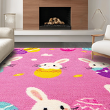 Ultra Soft Area Rug, Non Slip, Stain Resistant, Washable Area Rugs for Living Room, Bedroom, Joyful Springtime Animal Illustration(Pink)