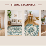 Ultra Soft Area Rug, Non Slip, Stain Resistant, Washable Area Rugs for Living Room, Bedroom, Sophisticated Sage Abstract Motif(Ivory)