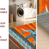Ultra Soft Area Rug, Non Slip, Stain Resistant, Washable Area Rugs for Living Room, Bedroom, Vibrant Ethnic Patterned Floor Mat(Orange)