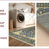 Ultra Soft Area Rug, Non Slip, Stain Resistant, Washable Area Rugs for Living Room, Bedroom, Neutral Toned Medallion Pattern(Blue)