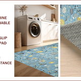 Ultra Soft Area Rug, Non Slip, Stain Resistant, Washable Area Rugs for Living Room, Bedroom, Vibrant Coastal Floral Design(Blue)