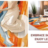 Ultra Soft Area Rug, Non Slip, Stain Resistant, Washable Area Rugs for Living Room, Bedroom, Stylish Ombre Mountain Scene(Orange)