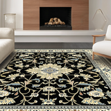 Ultra Soft Area Rug, Non Slip, Stain Resistant, Washable Area Rugs for Living Room, Bedroom, Chic Black Floral Elegance(Black)