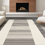 Ultra Soft Area Rug, Non Slip, Stain Resistant, Washable Area Rugs for Living Room, Bedroom, Eclectic Earthy Striped Aesthetic(Gray)