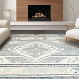 Ultra Soft Area Rug, Non Slip, Stain Resistant, Washable Area Rugs for Living Room, Bedroom, Rustic Minimalist Lattice Pattern(Gray)