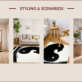 Ultra Soft Area Rug, Non Slip, Stain Resistant, Washable Area Rugs for Living Room, Bedroom, Contemporary Yin Yang Motif Accent(Black)