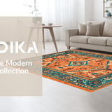 Ultra Soft Area Rug, Non Slip, Stain Resistant, Washable Area Rugs for Living Room, Bedroom, Whimsical Color Block Arrangement(Orange)