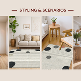Ultra Soft Area Rug, Non Slip, Stain Resistant, Washable Area Rugs for Living Room, Bedroom, Joyful Black and White Motif(White)