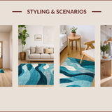Ultra Soft Area Rug, Non Slip, Stain Resistant, Washable Area Rugs for Living Room, Bedroom, Contemporary Abstract Teal Tones(Blue)