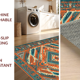 Ultra Soft Area Rug, Non Slip, Stain Resistant, Washable Area Rugs for Living Room, Bedroom, Luxurious Multicolor Geometric Arrangement(Orange)