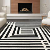 Ultra Soft Area Rug, Non Slip, Stain Resistant, Washable Area Rugs for Living Room, Bedroom, Modern Stripe Carpet(Black)