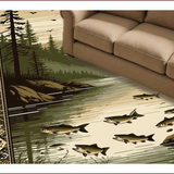 Ultra Soft Area Rug, Non Slip, Stain Resistant, Washable Area Rugs for Living Room, Bedroom, Rustic Nature-Inspired Bass Scene(Brown)