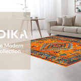 Ultra Soft Area Rug, Non Slip, Stain Resistant, Washable Area Rugs for Living Room, Bedroom, Trendy Bright Floral Geometry(Orange)