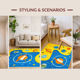 Ultra Soft Area Rug, Non Slip, Stain Resistant, Washable Area Rugs for Living Room, Bedroom, Space-Themed Lively Visual Arrangement(Yellow)