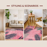 Ultra Soft Area Rug, Non Slip, Stain Resistant, Washable Area Rugs for Living Room, Bedroom, Chic Contemporary Floral Embellishment(Pink)
