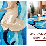 Ultra Soft Area Rug, Non Slip, Stain Resistant, Washable Area Rugs for Living Room, Bedroom, Vibrant Sea Creature Pattern(Blue)