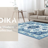 Ultra Soft Area Rug, Non Slip, Stain Resistant, Washable Area Rugs for Living Room, Bedroom, Stylish Contemporary Circular Design(White)