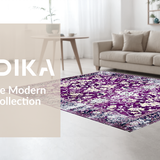 Ultra Soft Area Rug, Non Slip, Stain Resistant, Washable Area Rugs for Living Room, Bedroom, Rustic Trellis Design with Detail(Purple)