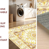 Ultra Soft Area Rug, Non Slip, Stain Resistant, Washable Area Rugs for Living Room, Bedroom, Eclectic Tiled Beauty(Gold)
