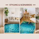 Ultra Soft Area Rug, Non Slip, Stain Resistant, Washable Area Rugs for Living Room, Bedroom, Serene Nature-Inspired Motif(Blue)