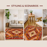 Ultra Soft Area Rug, Non Slip, Stain Resistant, Washable Area Rugs for Living Room, Bedroom, Charming Vintage Inspired Weave(Orange)