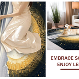 Ultra Soft Area Rug, Non Slip, Stain Resistant, Washable Area Rugs for Living Room, Bedroom, Whimsical Black Sunshine Pattern(Gold)