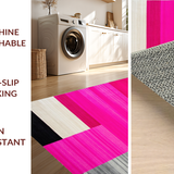 Ultra Soft Area Rug, Non Slip, Stain Resistant, Washable Area Rugs for Living Room, Bedroom, Contemporary Eclectic Stripe Motif(Pink)