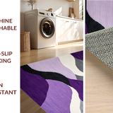 Ultra Soft Area Rug, Non Slip, Stain Resistant, Washable Area Rugs for Living Room, Bedroom, Abstract Purple Grey Swirl Motif(Purple)