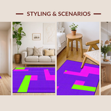 Ultra Soft Area Rug, Non Slip, Stain Resistant, Washable Area Rugs for Living Room, Bedroom, Energetic Number-Centric Decorative Theme(Purple)
