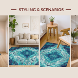 Ultra Soft Area Rug, Non Slip, Stain Resistant, Washable Area Rugs for Living Room, Bedroom, Blue Ombre, Geometric Printed Rug(Blue)