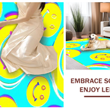 Ultra Soft Area Rug, Non Slip, Stain Resistant, Washable Area Rugs for Living Room, Bedroom, Pastel Playful Smiley Faces(Yellow)