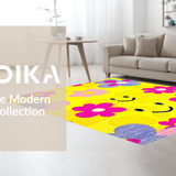 Ultra Soft Area Rug, Non Slip, Stain Resistant, Washable Area Rugs for Living Room, Bedroom, Playful Rainbow Floral Arrangement(Yellow)