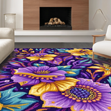 Ultra Soft Area Rug, Non Slip, Stain Resistant, Washable Area Rugs for Living Room, Bedroom, Elegant Symmetrical Seasonal Design(Purple)