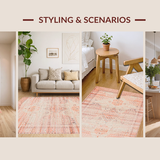 Ultra Soft Area Rug, Non Slip, Stain Resistant, Washable Area Rugs for Living Room, Bedroom, Cozy Southwestern Textured Elements(Orange)