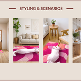 Ultra Soft Area Rug, Non Slip, Stain Resistant, Washable Area Rugs for Living Room, Bedroom, cat shaped cartoon tufted(Pink)