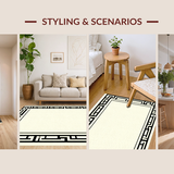 Ultra Soft Area Rug, Non Slip, Stain Resistant, Washable Area Rugs for Living Room, Bedroom, Refined Neutral Striped Aesthetic(Beige)
