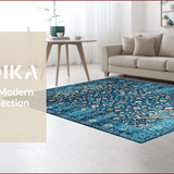 Ultra Soft Area Rug, Non Slip, Stain Resistant, Washable Area Rugs for Living Room, Bedroom, Rustic Vintage Diamond Texture(Blue)