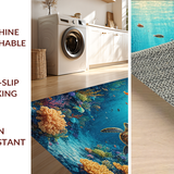 Ultra Soft Area Rug, Non Slip, Stain Resistant, Washable Area Rugs for Living Room, Bedroom, Vibrant Underwater Paradise Rug With Sea Turtles Swimming Among Coral Reef(Blue)