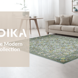 Ultra Soft Area Rug, Non Slip, Stain Resistant, Washable Area Rugs for Living Room, Bedroom, Sophisticated Ethnic Floral Arrangement(Gray)