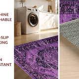Ultra Soft Area Rug, Non Slip, Stain Resistant, Washable Area Rugs for Living Room, Bedroom, Artistic Abstract Medallion Design(Purple)