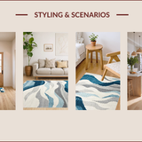Ultra Soft Area Rug, Non Slip, Stain Resistant, Washable Area Rugs for Living Room, Bedroom, Elegant Oceanic Blue Palette(Gray)