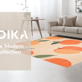 Ultra Soft Area Rug, Non Slip, Stain Resistant, Washable Area Rugs for Living Room, Bedroom, Whimsical Peach Patterned Elegance(Orange)