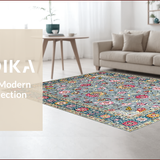 Ultra Soft Area Rug, Non Slip, Stain Resistant, Washable Area Rugs for Living Room, Bedroom, Soft Grey Oasis Pattern(Gray)