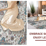 Ultra Soft Area Rug, Non Slip, Stain Resistant, Washable Area Rugs for Living Room, Bedroom, Cozy Warm Medallion Pattern(White)
