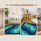 Ultra Soft Area Rug, Non Slip, Stain Resistant, Washable Area Rugs for Living Room, Bedroom, Artistic Octopus Tentacle Patterned Rug for Unique Indoor Spaces(Blue)