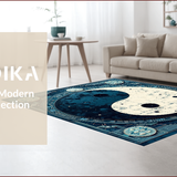 Ultra Soft Area Rug, Non Slip, Stain Resistant, Washable Area Rugs for Living Room, Bedroom, Trigram Design Bedroom Soft Plush Area Mat(Black)