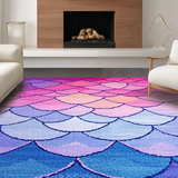 Ultra Soft Area Rug, Non Slip, Stain Resistant, Washable Area Rugs for Living Room, Bedroom, Serene Aquatic Color Blend(Purple)