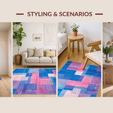 Ultra Soft Area Rug, Non Slip, Stain Resistant, Washable Area Rugs for Living Room, Bedroom, Chic Abstract Brushstroke Arrangement(Blue)