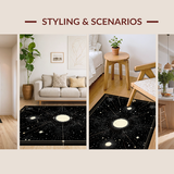 Ultra Soft Area Rug, Non Slip, Stain Resistant, Washable Area Rugs for Living Room, Bedroom, Ethereal Gothic Cosmos Design(Black)